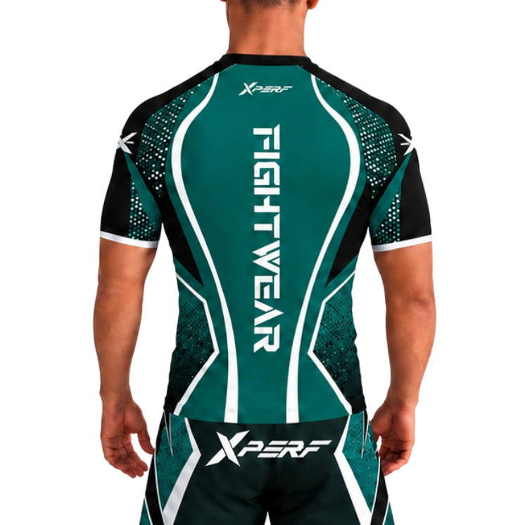 Rashguard XPERF vert émeraude, vue de dos