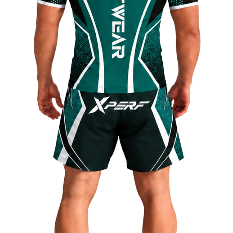 Short MMA XPERF vert émeraude, vue de dos