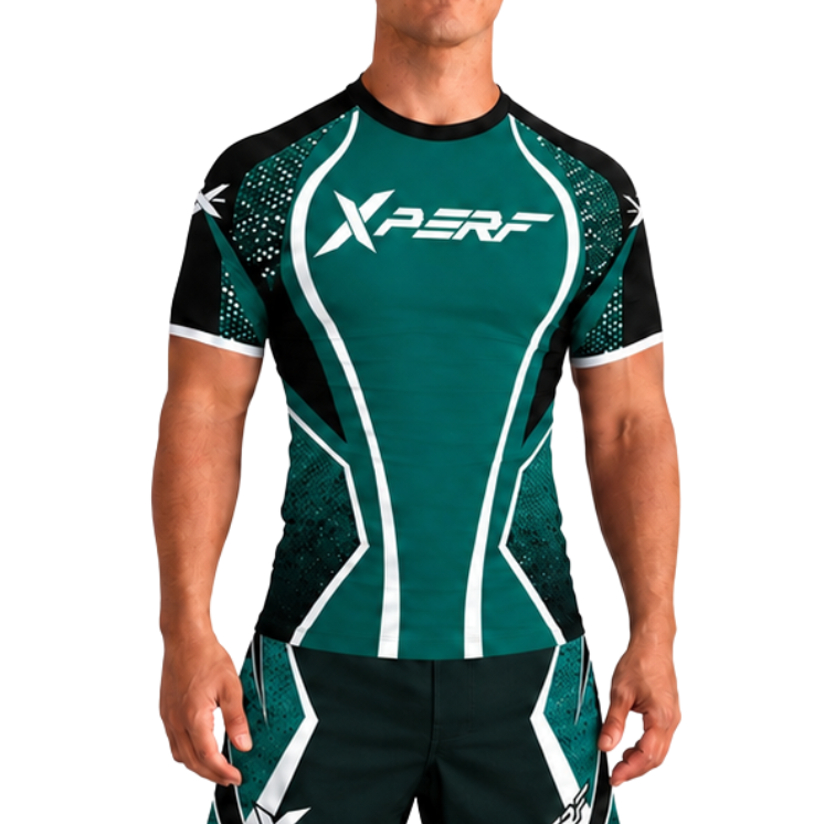 Rashguard XPERF vert émeraude, vue de face